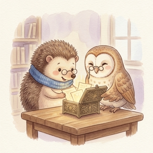 Hami and the owl discover a little box in the library.